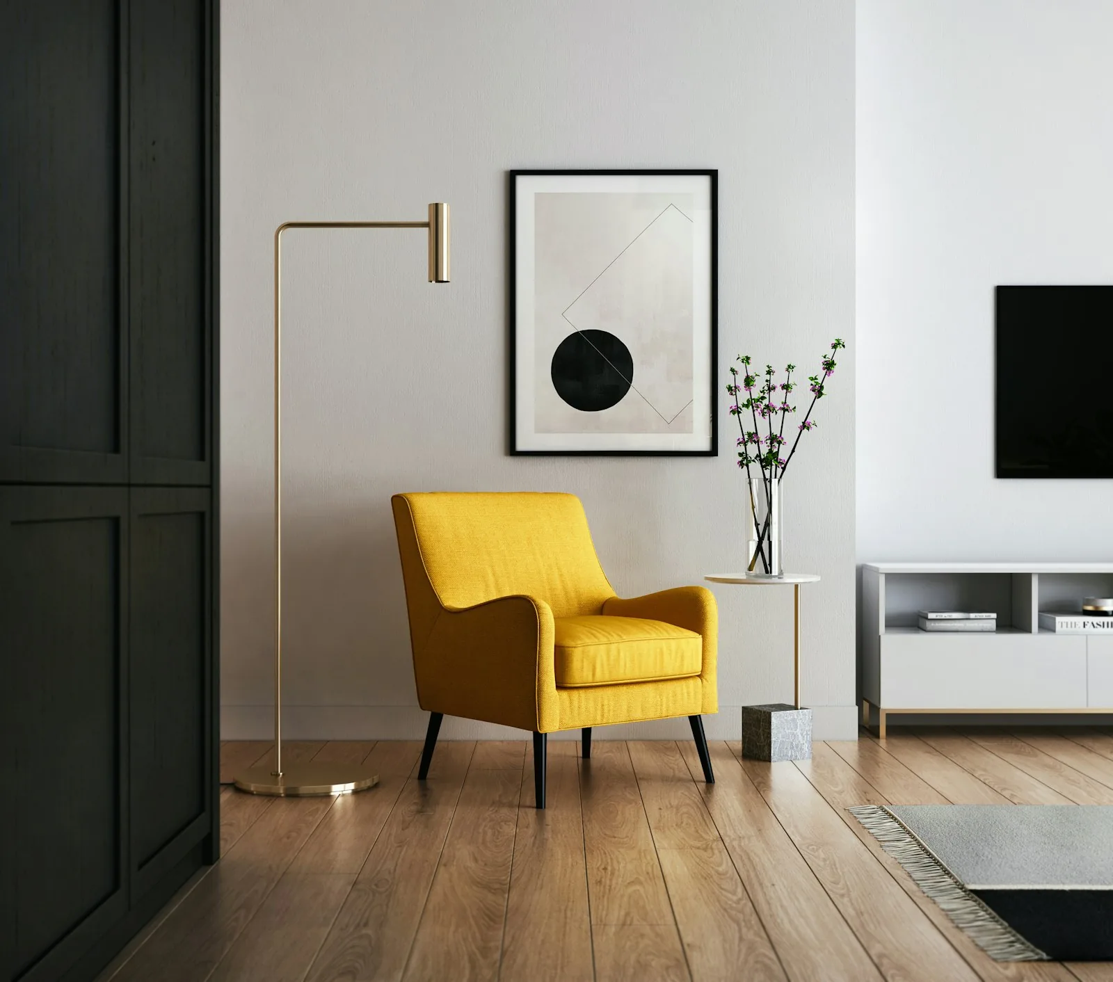 Custom shelving and built-in storage with warm accents — Godrej Rivergreens, Kharadi